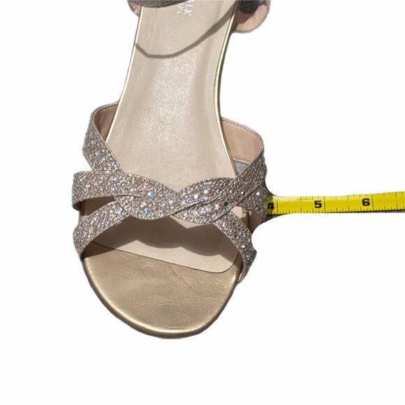 Benjamin Walk Sandals Womens 9.5M Gold Rhinestone Wedge Bridal Cocktail Holiday - Picture 9 of 15